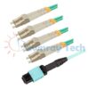 Cordón de parcheo de fibra óptica de fanout Multimodo MPO 8-fibra 1m (3.28pies) OM3 hembra/MPO/UPC-4x LC dúplex/UPC 50/125μm LSZH 3.0mm