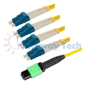 3m (9.84ft) MTP 8-fiber Single Mode Breakout Fiber Patch Cord OS2 Female/MTP/APC-4x Duplex LC/UPC 9/125μm LSZH 3.0mm